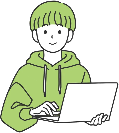 ノートパソコンを操作する男性のイラスト
