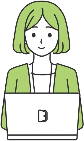 ノートパソコンを操作する女性のイラスト