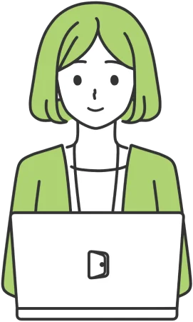 ノートパソコンを操作する女性のイラスト